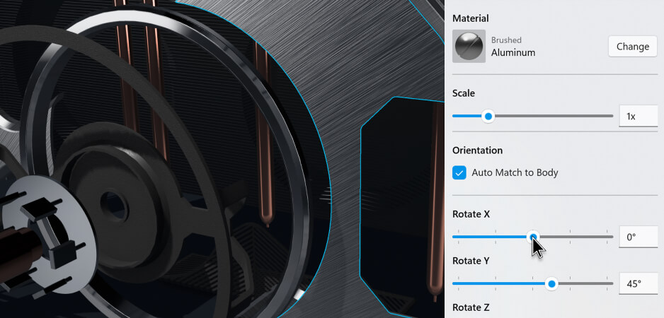 June updates: Manual material orientation in Visualization